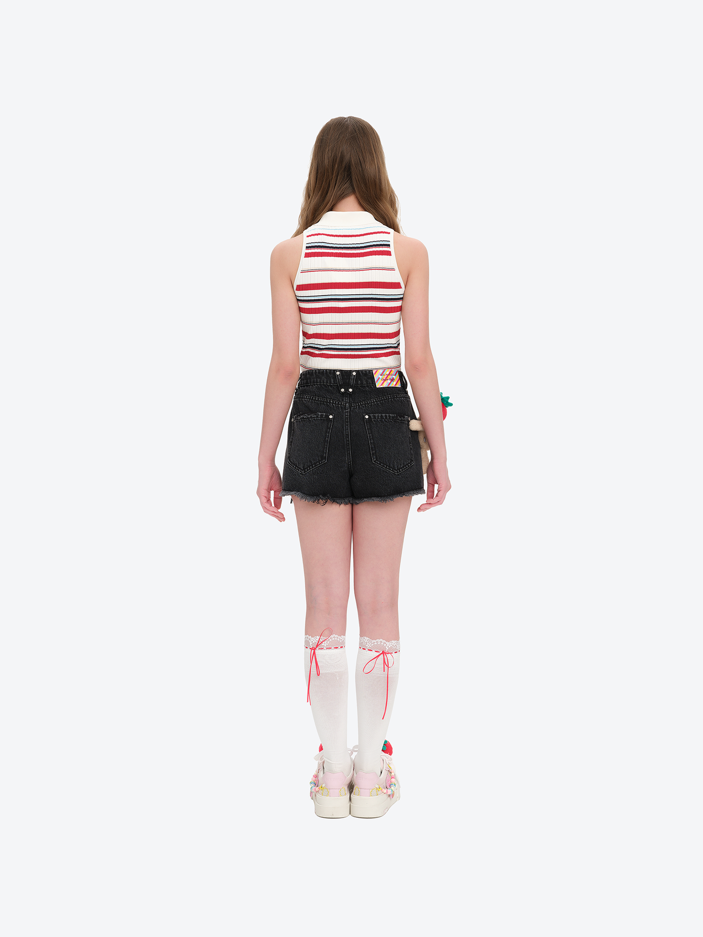 13DE MARZO Lollipop Distressed Denim Shorts Black