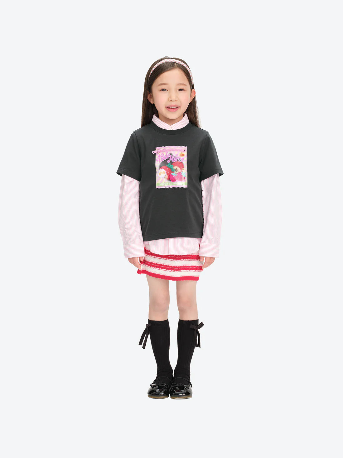 13DE MARZO BabyBear Candy Wrapper Print T-shirt Dark Gray