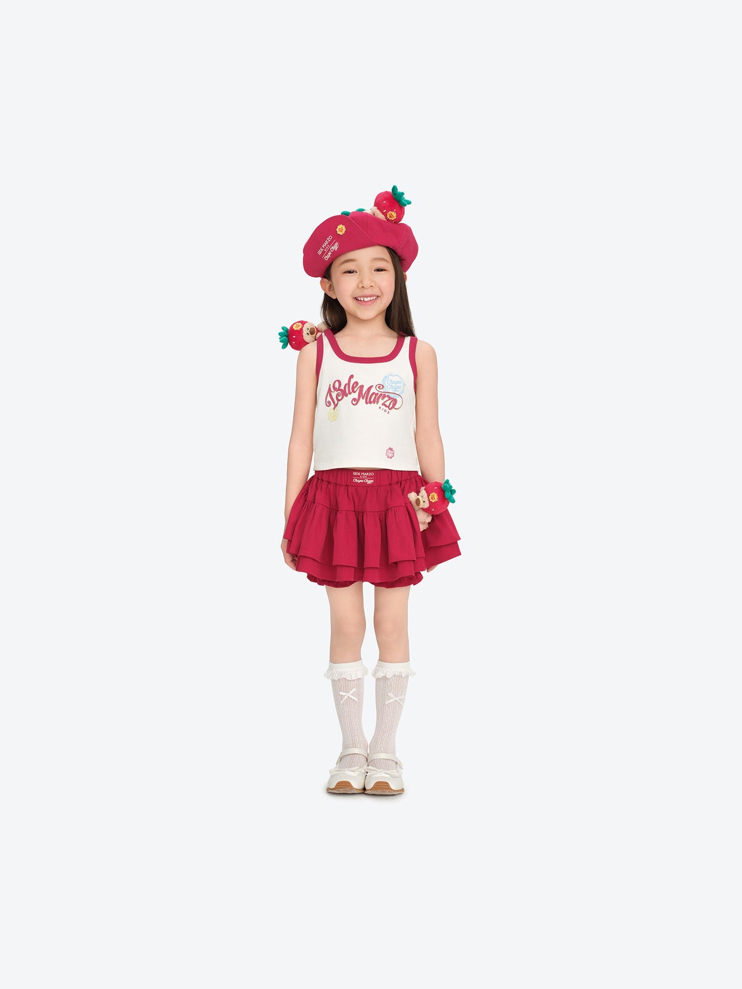 13DE MARZO BabyBear Lace Peplum Bloomer Shorts Red
