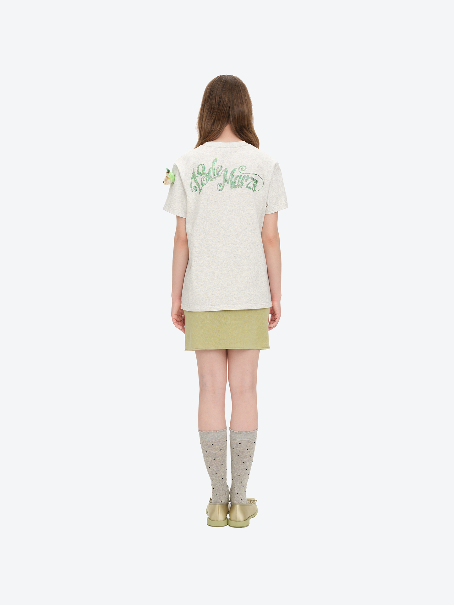 13DE MARZO Bear Print with Rhinestone T-shirt Grey