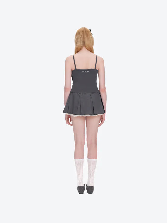 13DE MARZO Bear Shimmer Bow Camisole Grey