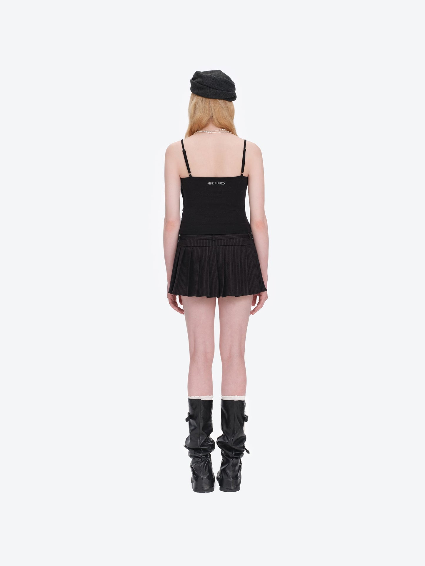 13DE MARZO Bear Shimmer Bow Camisole Black