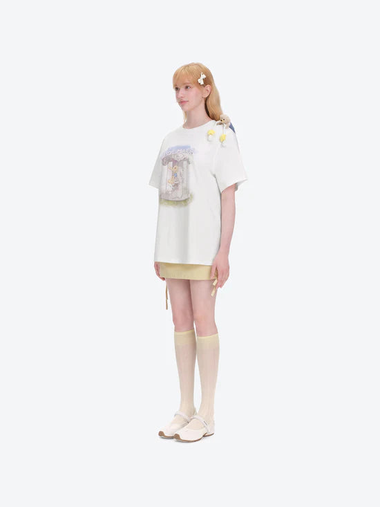 13DE MARZO Carousel Bear Printed T-shirt White