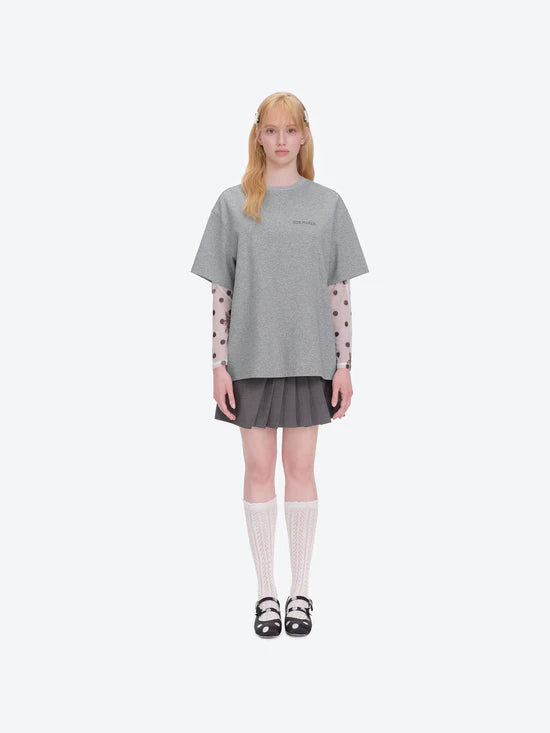 13DE MARZO Shimmer Logo Print Bear T-shirt Grey