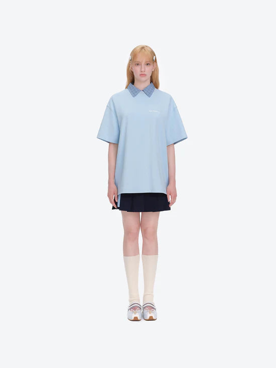 13DE MARZO Shimmer Logo Print Bear T-shirt Blue