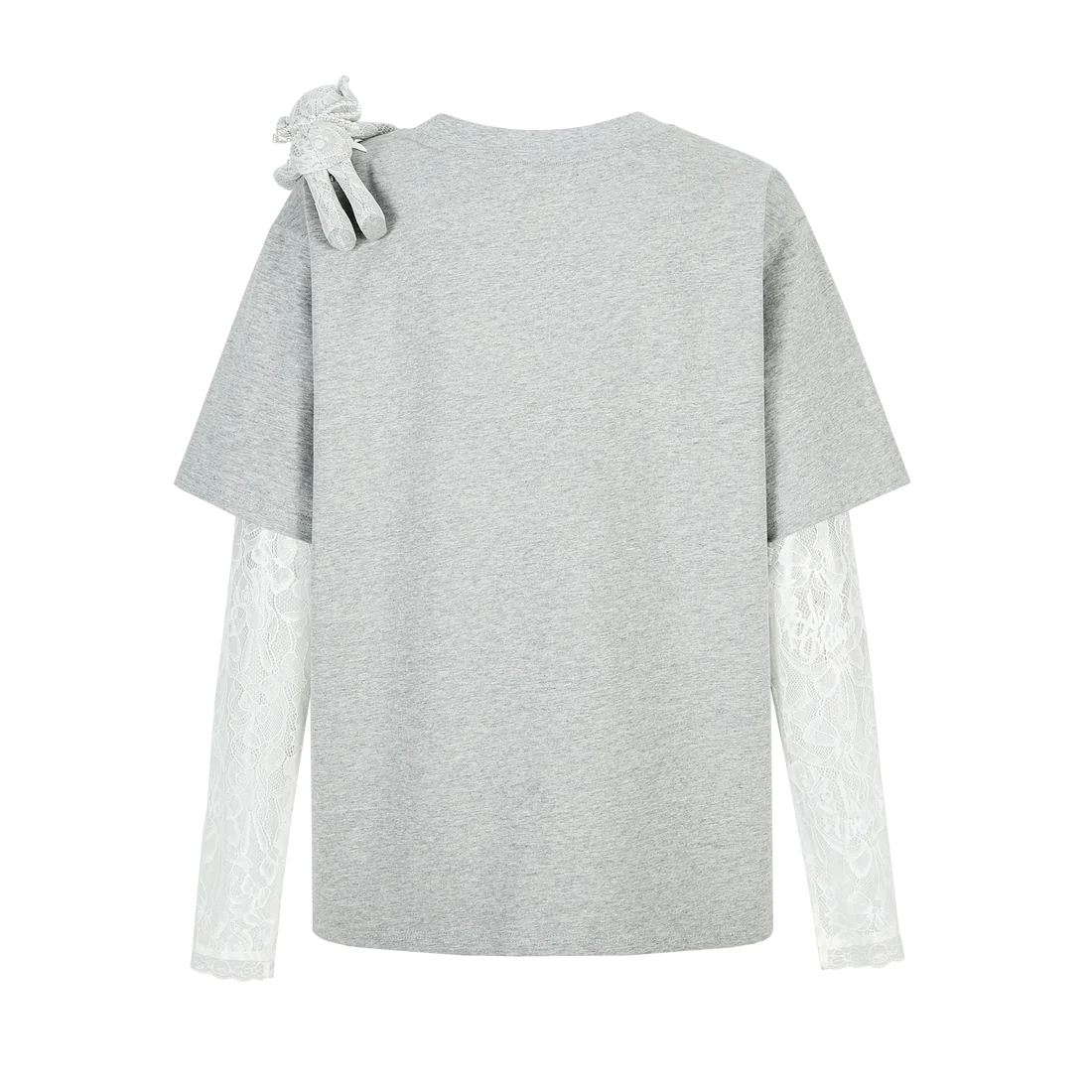 13DE MARZO Bear Layered Lacy T-shirt