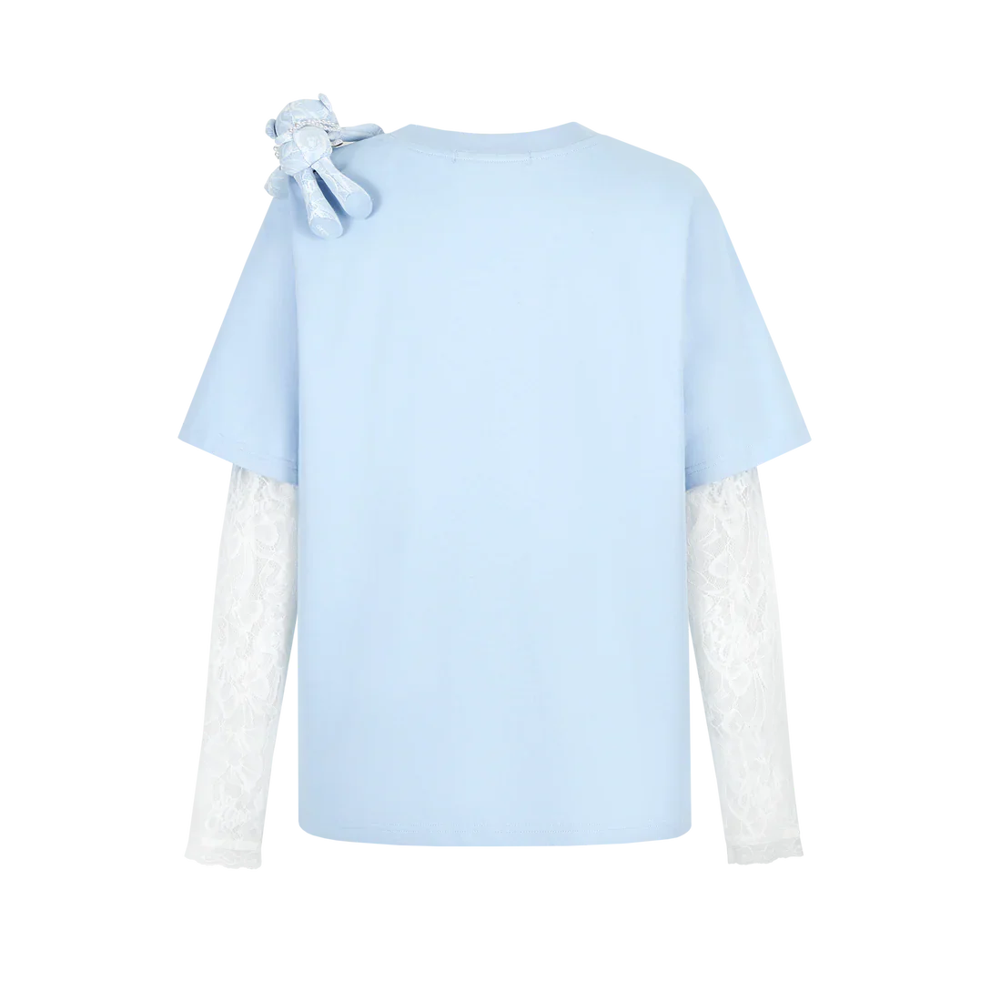 13DE MARZO Bear Layered Lacy T-shirt