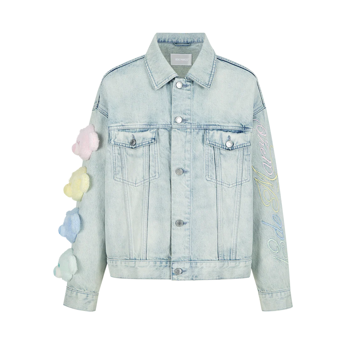 13DE MARZO Rainbow Bear Line Denim Jacket