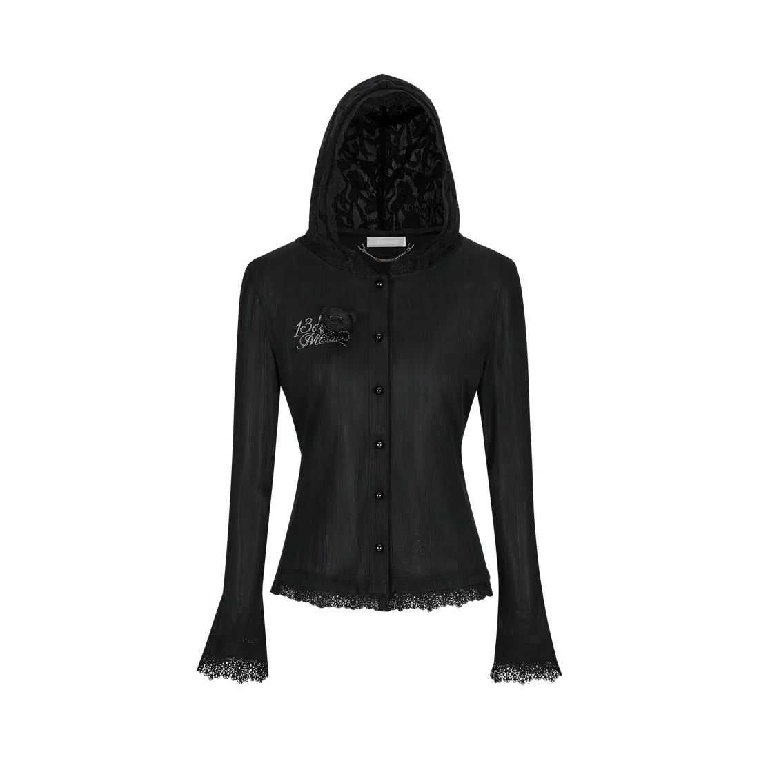 13DE MARZO Bear Lacy Pearl Cardigan