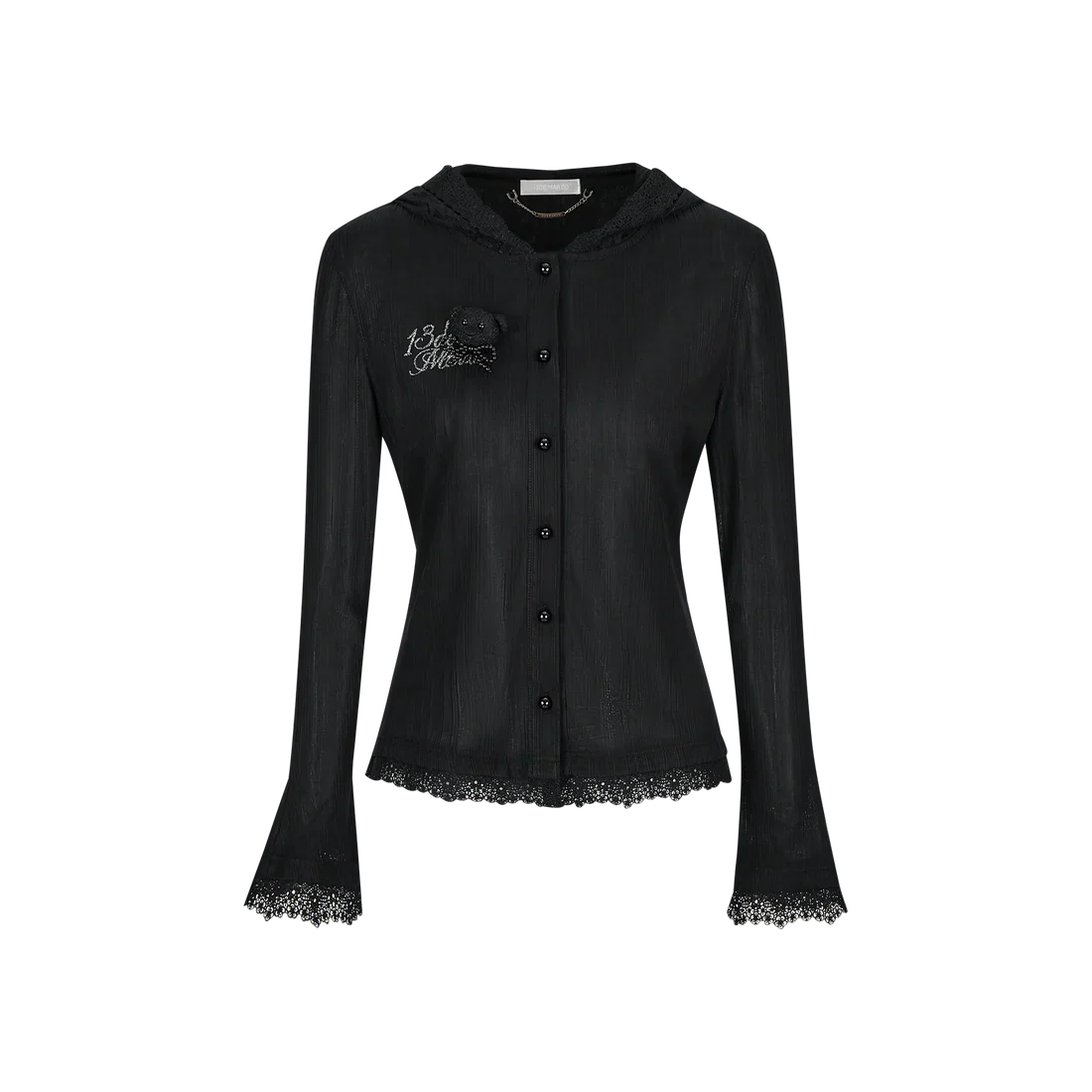 13DE MARZO Bear Lacy Pearl Cardigan