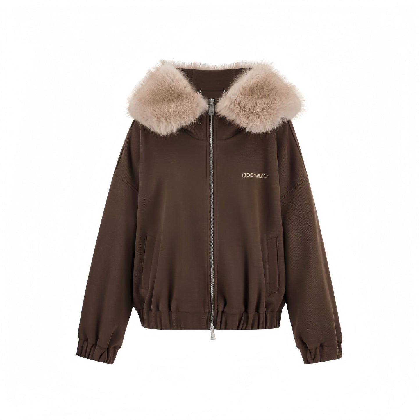 13DE MARZO Doozoo Zipper Hoodie Brown