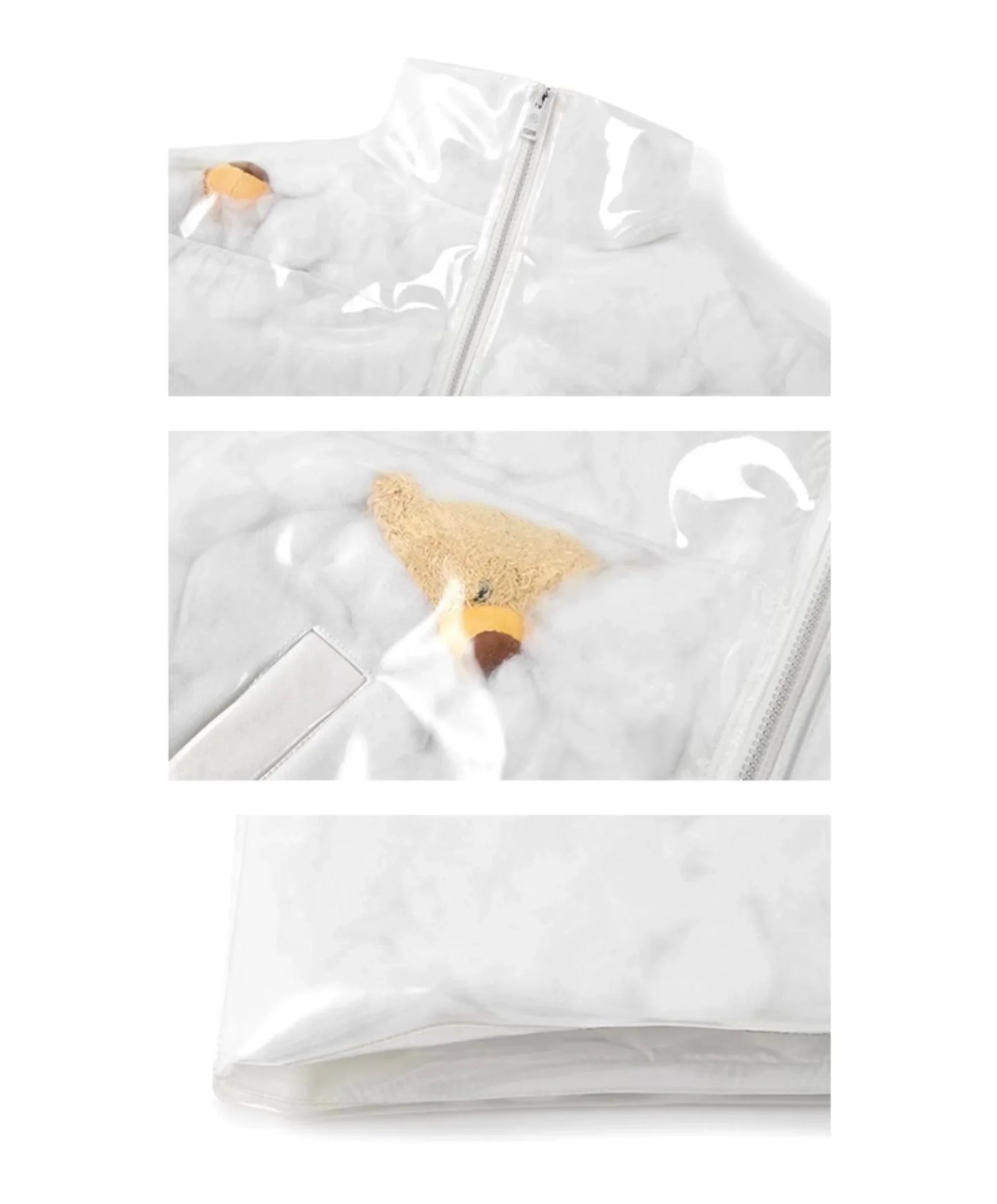 13DE MARZO BEAR ICON TRANSPARENCY DOWN JACKET WHITE