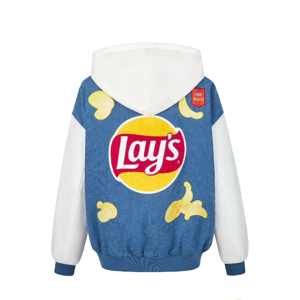 13DE MARZO X LAY'S BEAR CORDUROY BASEBALL JACKET BLUE