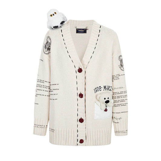 Harry Potter × 13DE MARZO Hedwig Hogwarts Offer Cardigan
