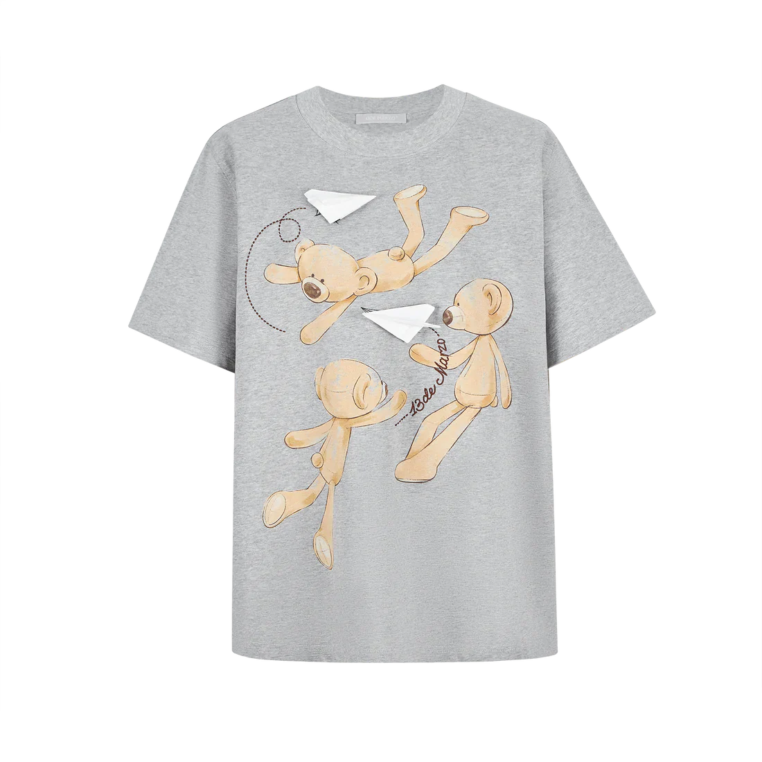 13DE MARZO Paper Plane Bear T-Shirt GREY