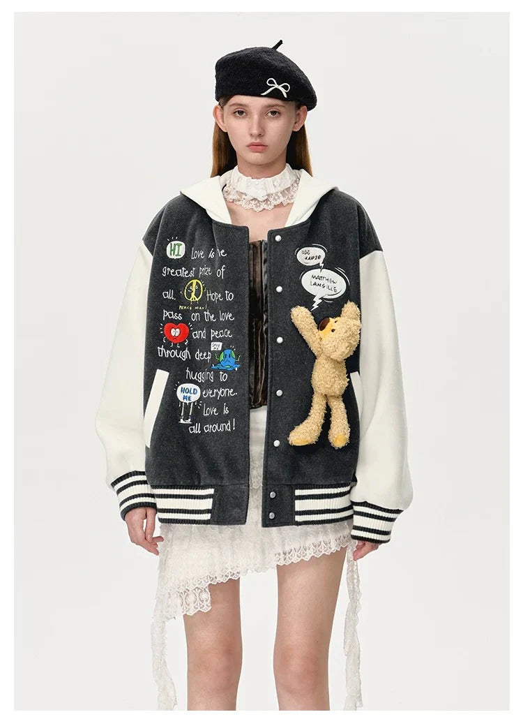 13DE MARZO MATTHEW LANGILLE LOVE PASS BASEBALL JACKET BLACK