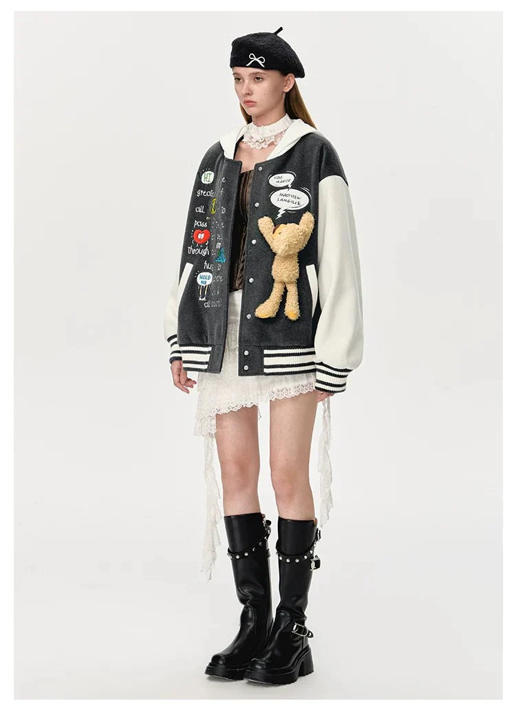 13DE MARZO MATTHEW LANGILLE LOVE PASS BASEBALL JACKET BLACK