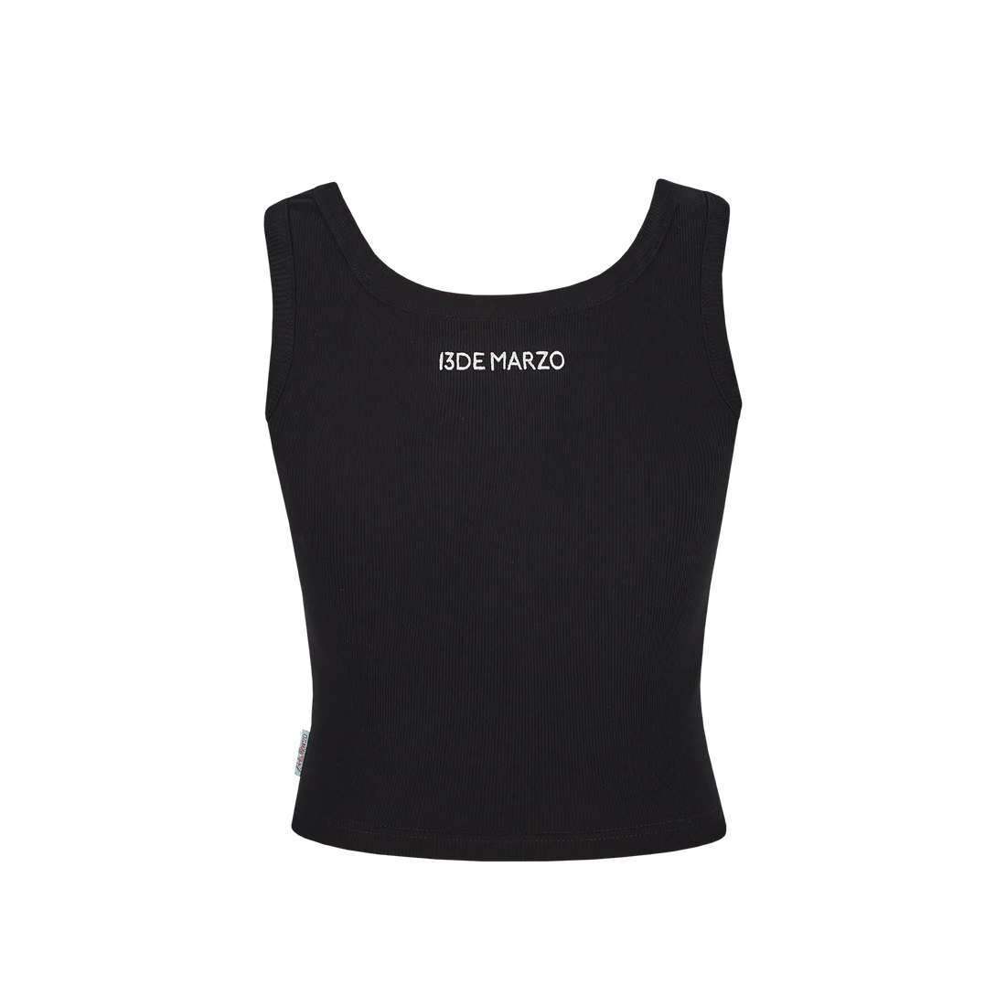 13DE MARZO Embroidered Colour-block Letter Tank Black