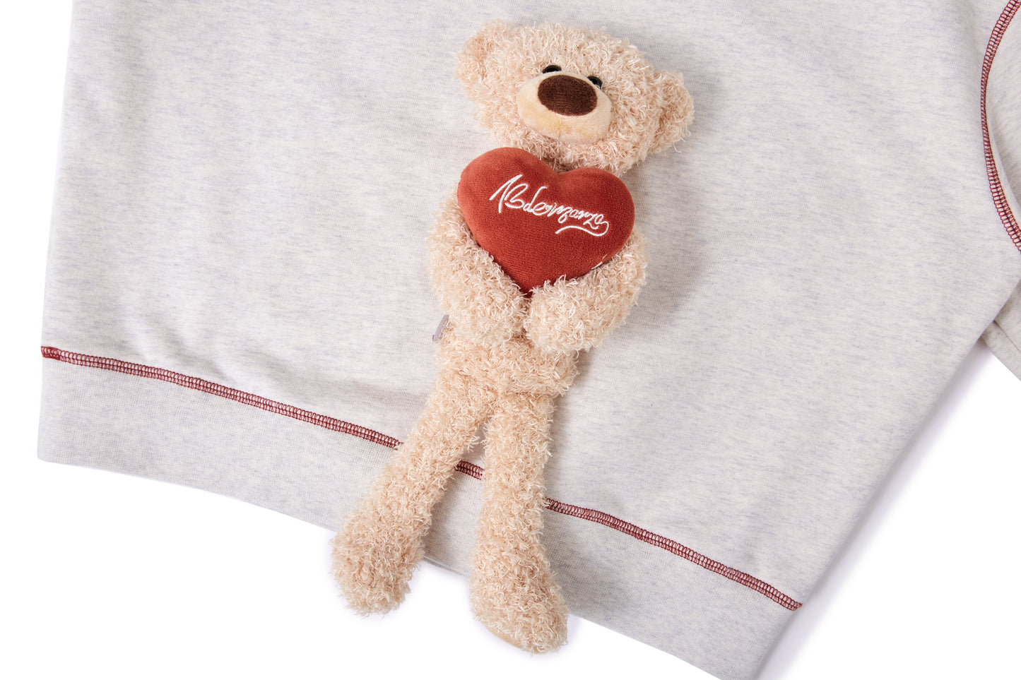 13DE MARZO Heart Bear Pocket Hoodie Grey