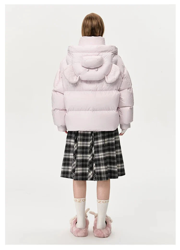 13DE MARZO BEAR EMBOSSMENT HOODIE PINK