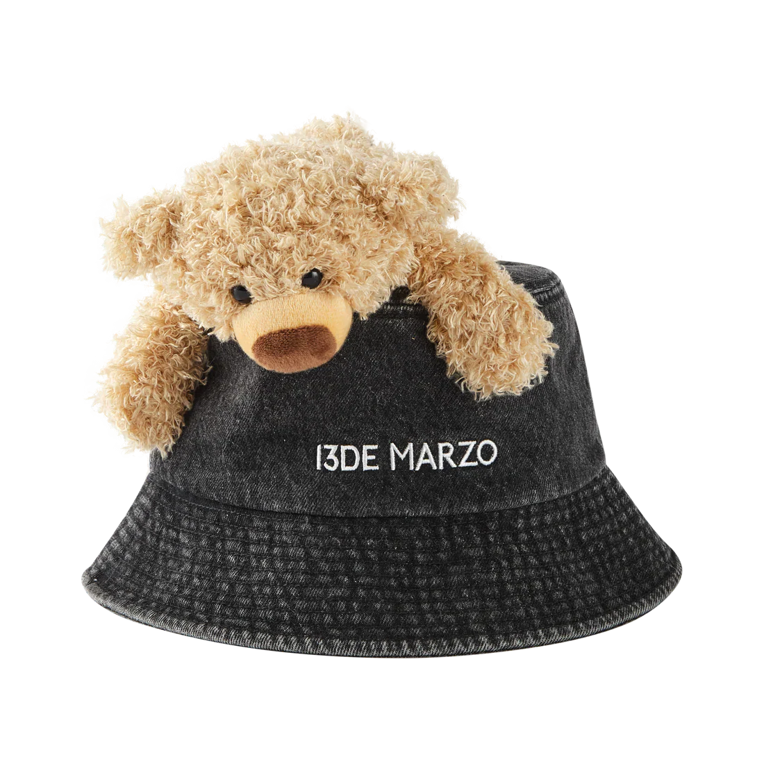 13DE MARZO Doozoo Washed Denim Bucket Hat BLACK