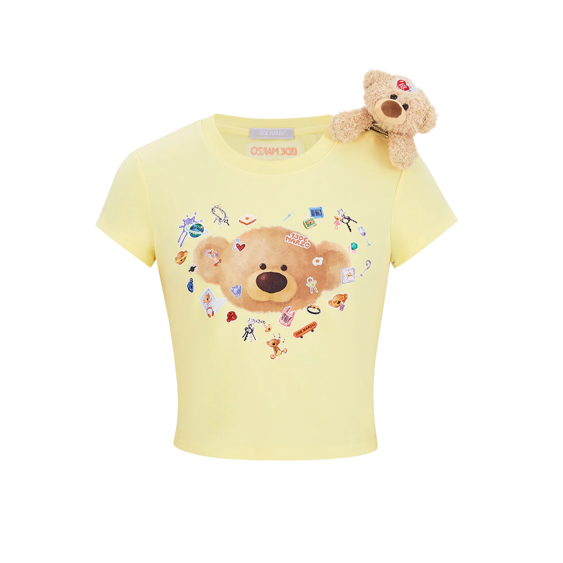 13DE MARZO Bear Stickers Top Yellow