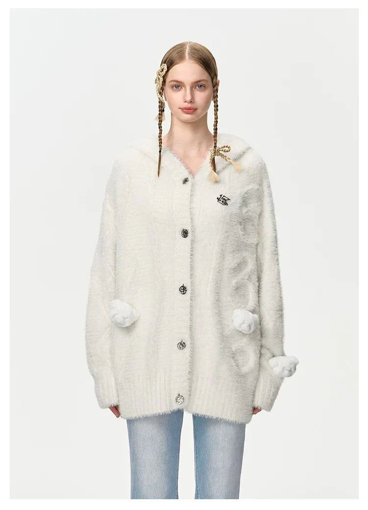 13DE MARZO FUZZY WEAVE KNIT CARDIGAN
