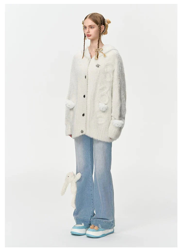 13DE MARZO FUZZY WEAVE KNIT CARDIGAN
