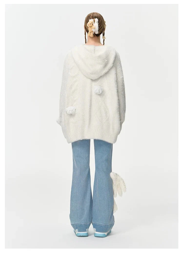 13DE MARZO FUZZY WEAVE KNIT CARDIGAN
