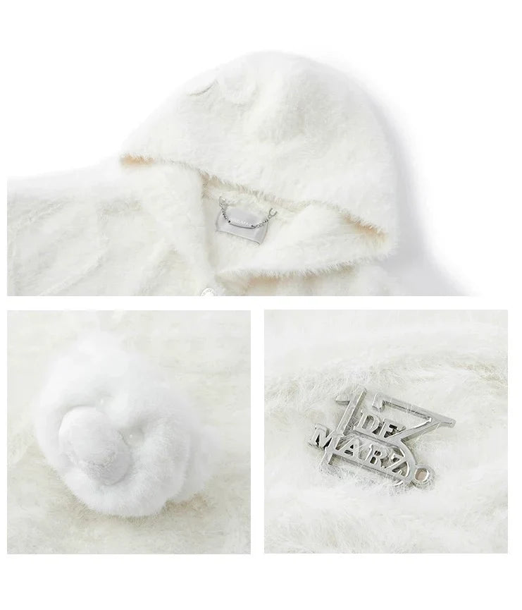 13DE MARZO FUZZY WEAVE KNIT CARDIGAN