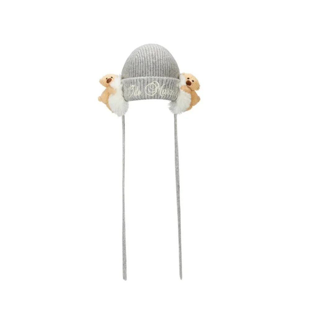 13DE MARZO BEAR EARMUFF BEANIE GREY