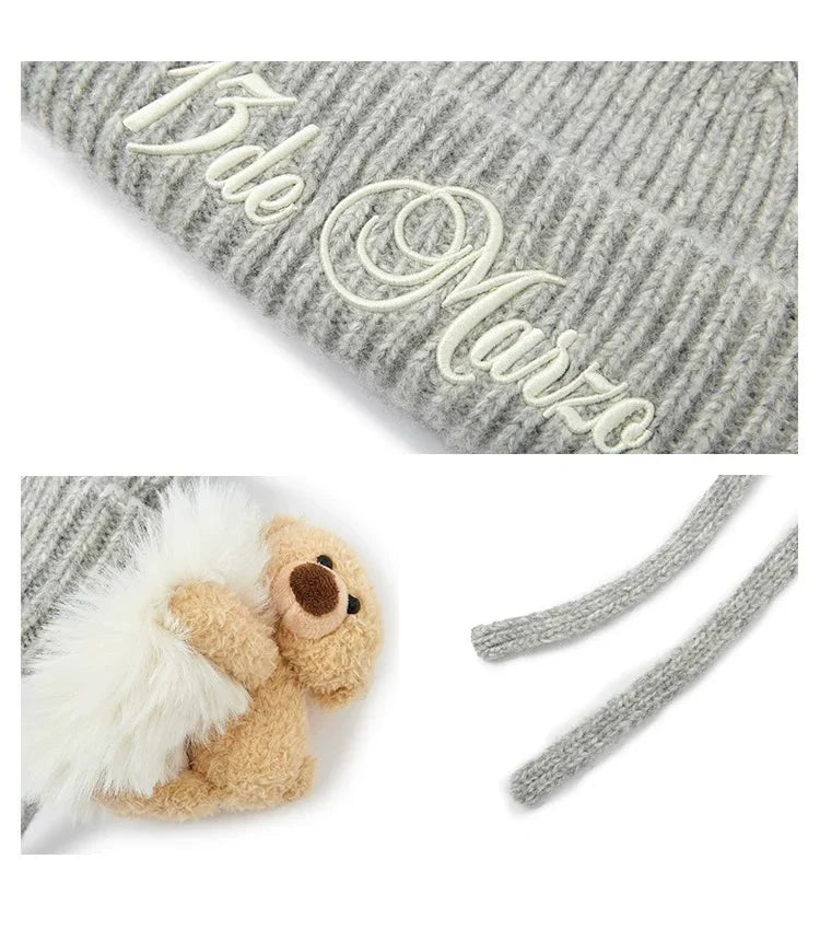 13DE MARZO BEAR EARMUFF BEANIE GREY