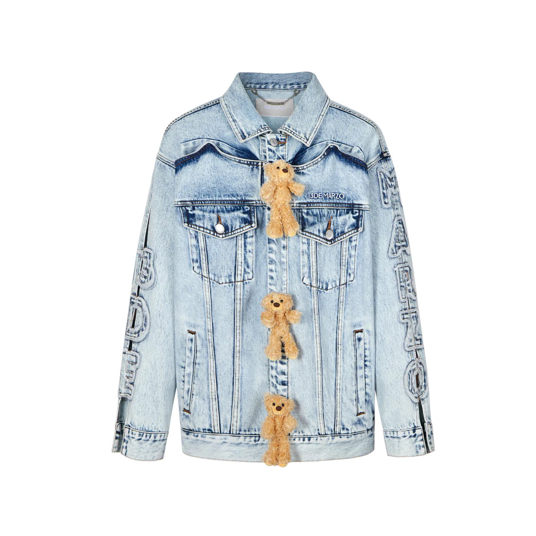 13DE MARZO BEAR SIDE HOLLOW DENIM JACKET