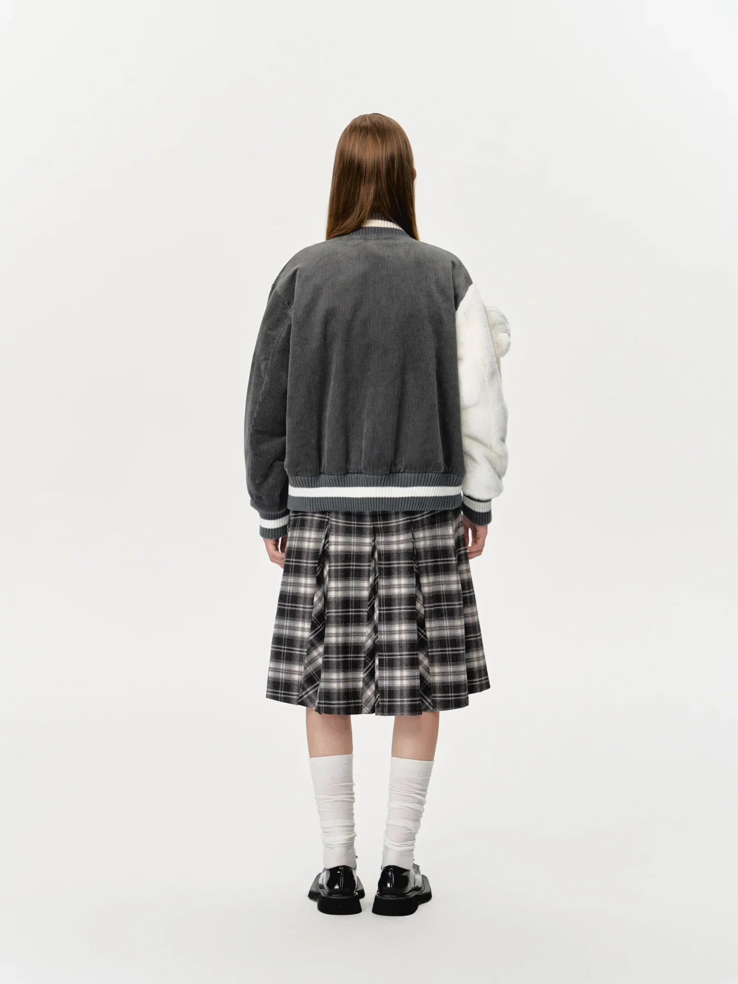 13DE MARZO BEAR SLEEVE CORDUROY BASEBALL JACKET