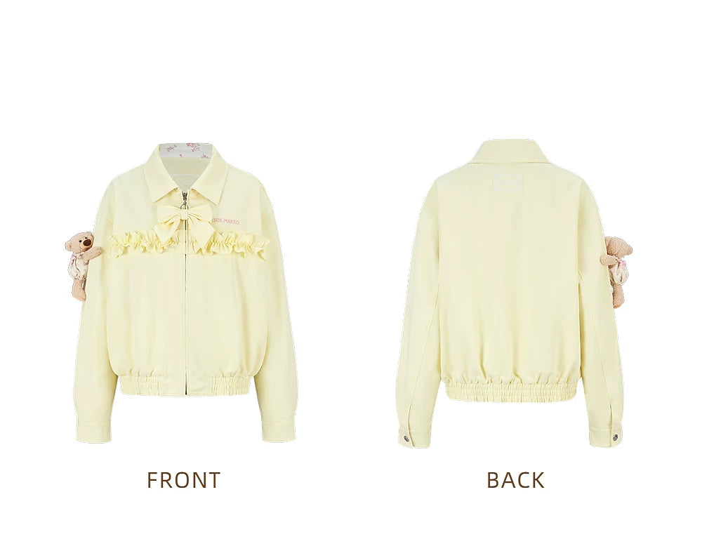 13DE MARZO Reverible Floral Print Jacket Yellow