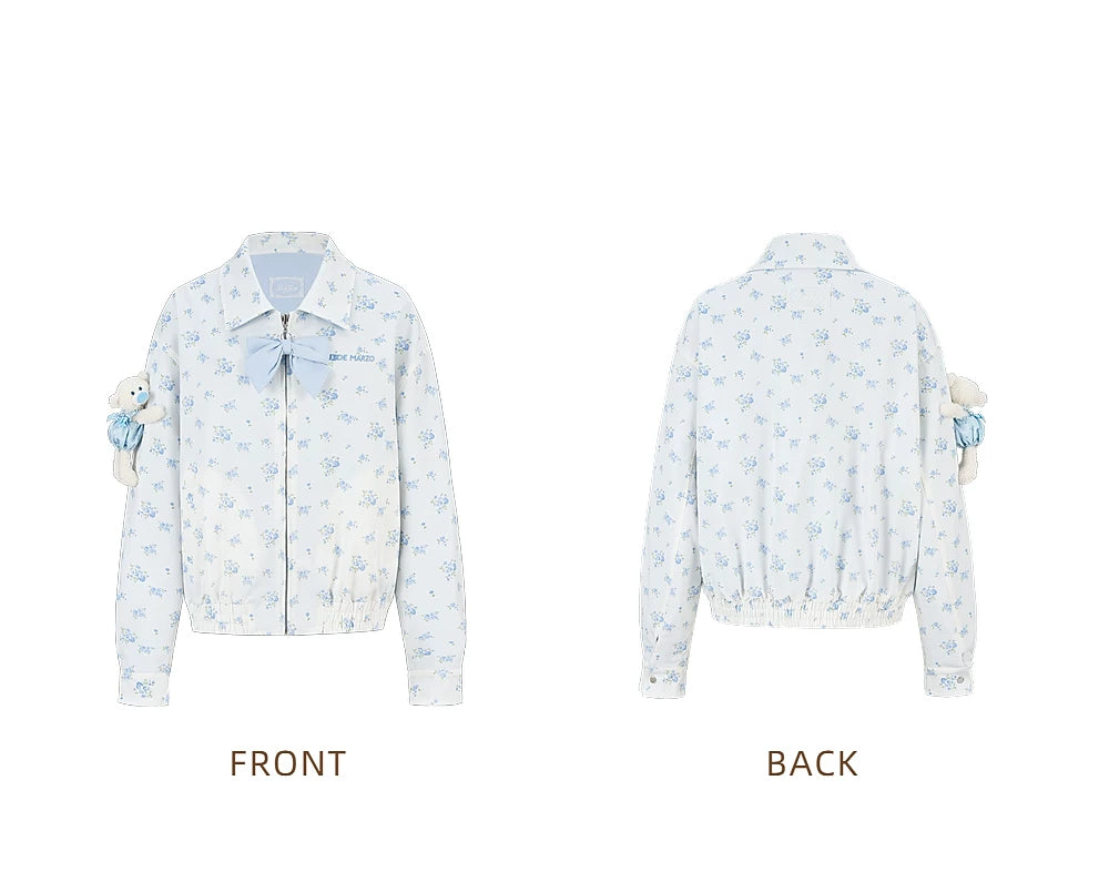 13DE MARZO Reverible Floral Print Jacket Blue