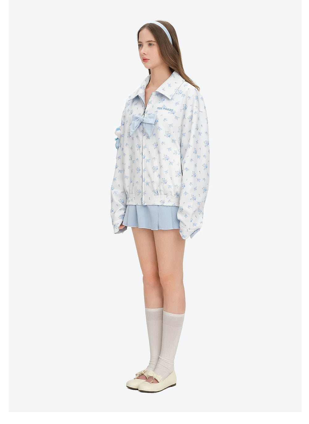 13DE MARZO Reverible Floral Print Jacket Blue