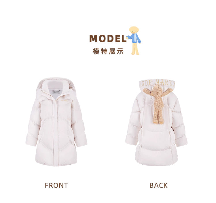 13DE MARZO Bear Long Down Puffer Jacket - White