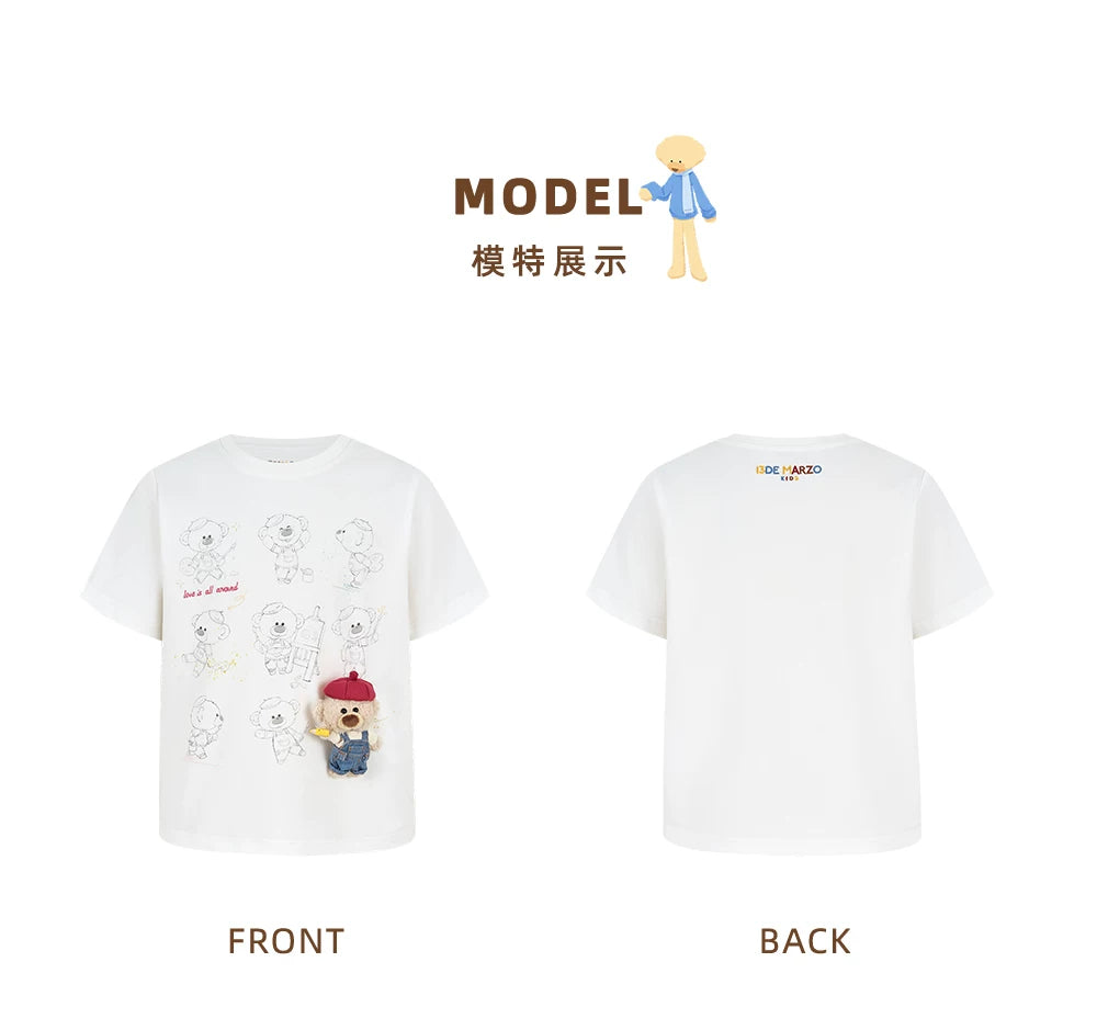 13DE MARZO BabyBear Little Painter Sketch T-shirt