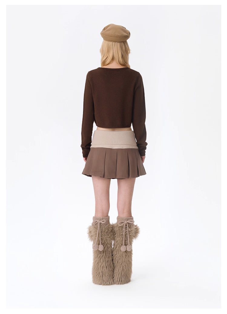 13DE MARZO Bear Fuzzy Leg Warmer Brown