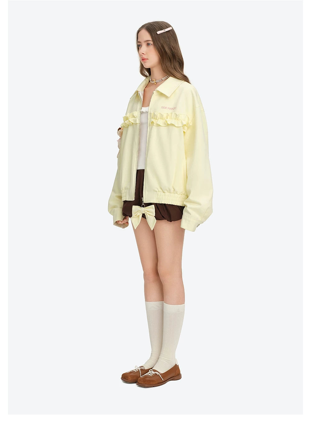 13DE MARZO Reverible Floral Print Jacket Yellow