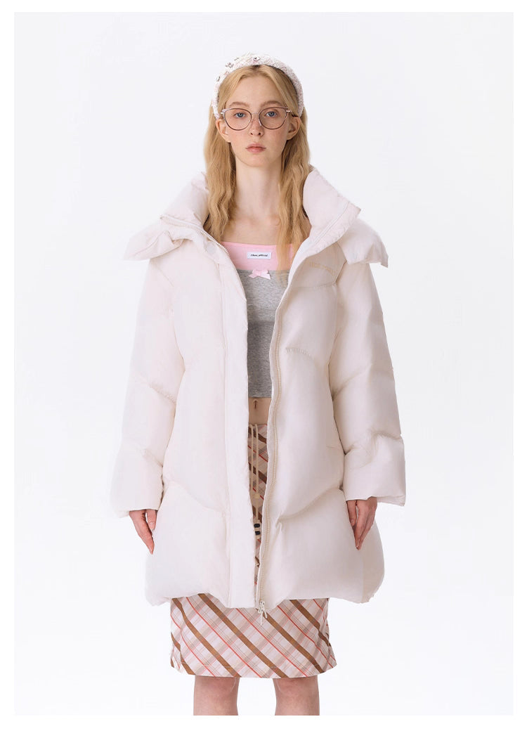13DE MARZO Bear Long Down Puffer Jacket - White