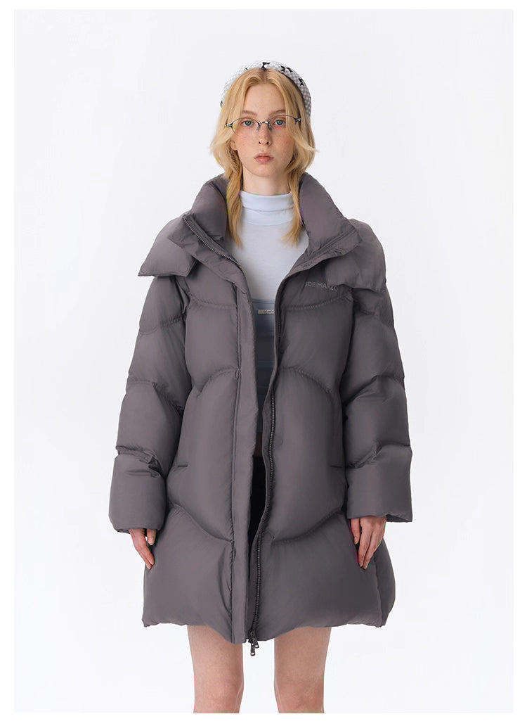 13DE MARZO Bear Long Down Puffer Jacket - Dark Grey