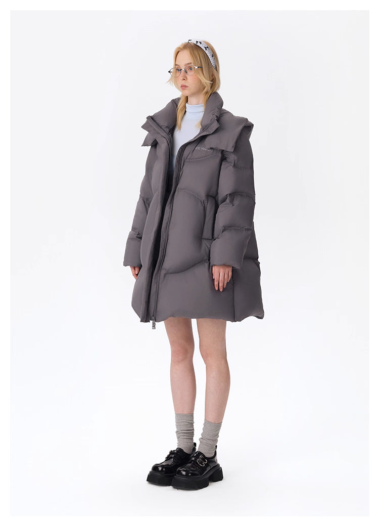 13DE MARZO Bear Long Down Puffer Jacket - Dark Grey