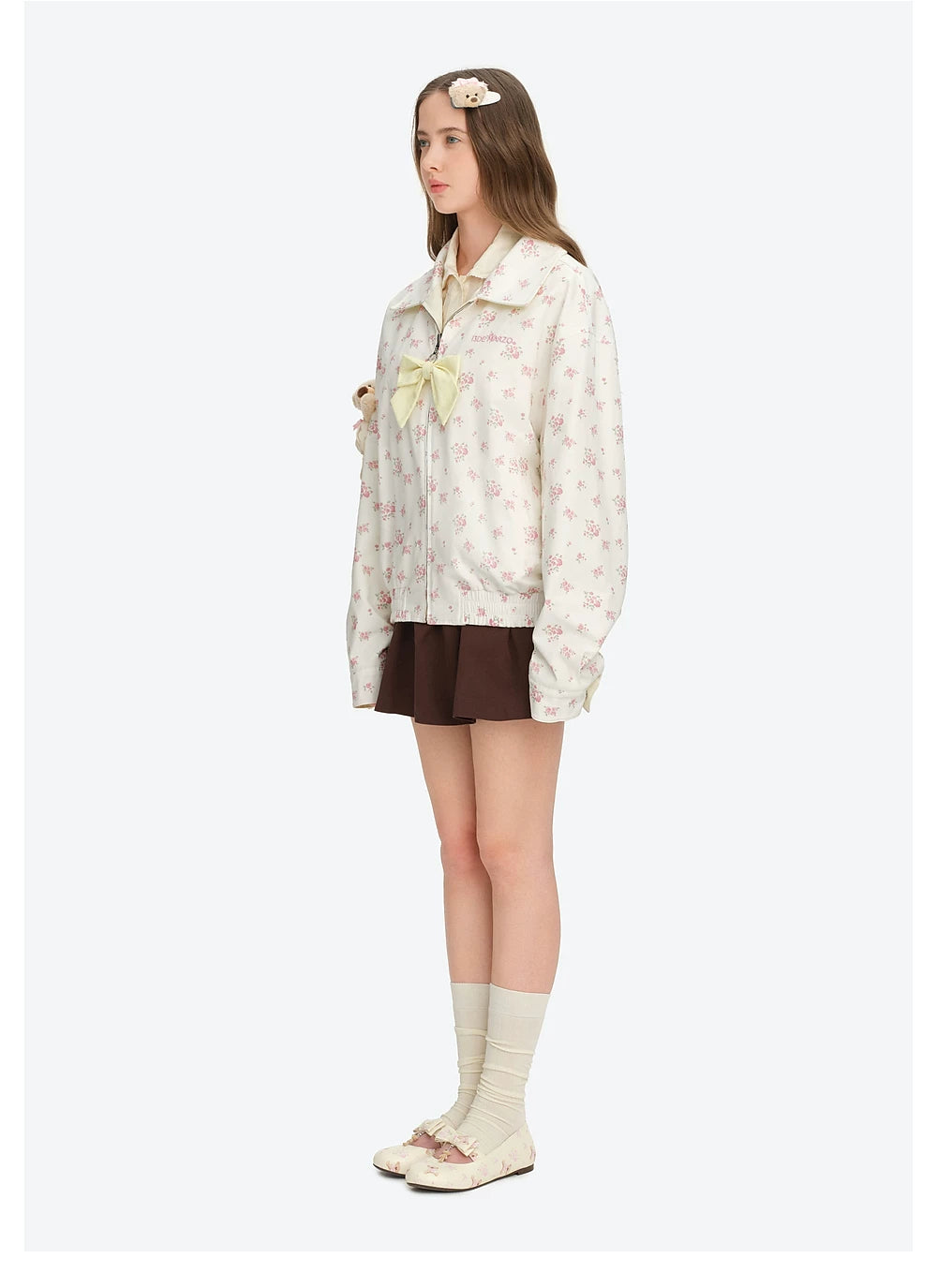 13DE MARZO Reverible Floral Print Jacket Yellow