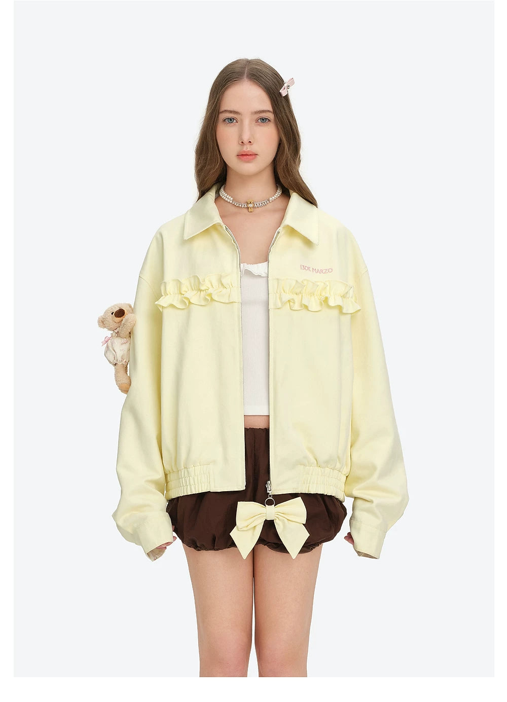 13DE MARZO Reverible Floral Print Jacket Yellow