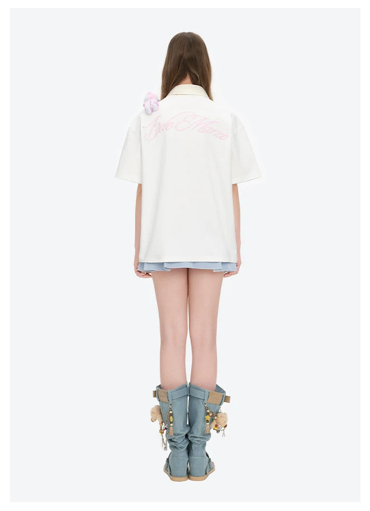 13DE MARZO Fountain Bear Print T-shirt White
