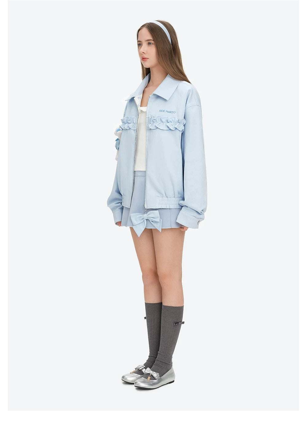 13DE MARZO Reverible Floral Print Jacket Blue