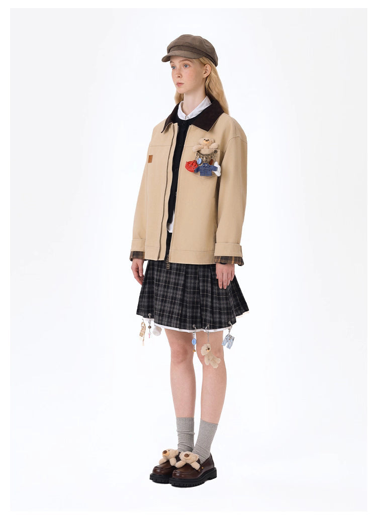 13DE MARZO Coat hanger checkered short skirt