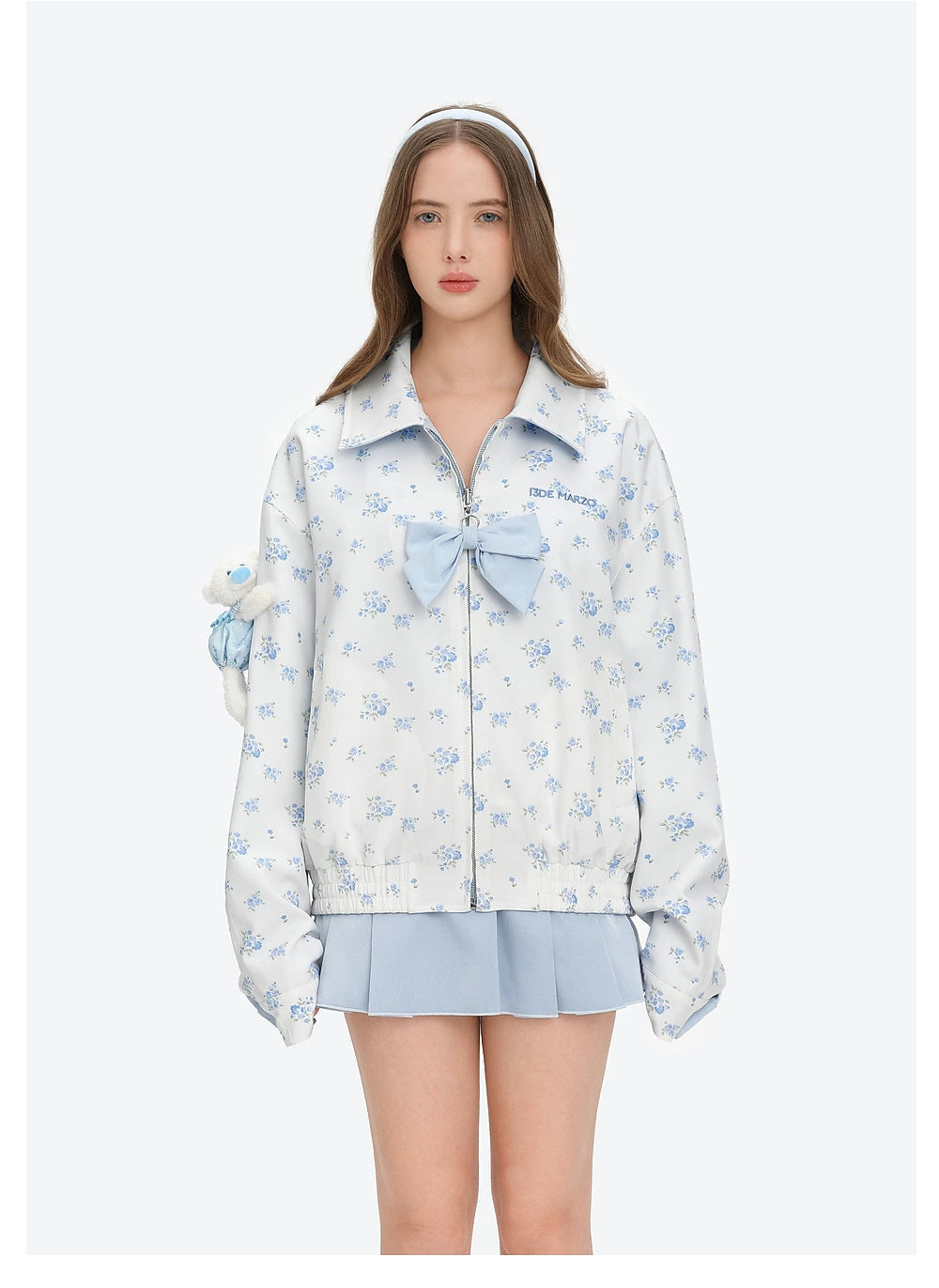 13DE MARZO Reverible Floral Print Jacket Blue